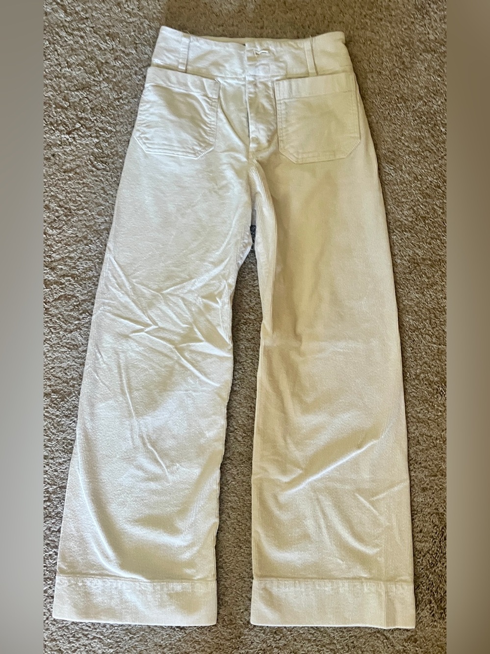 Anthropologie Cream Wide-Leg High-Waist Pants